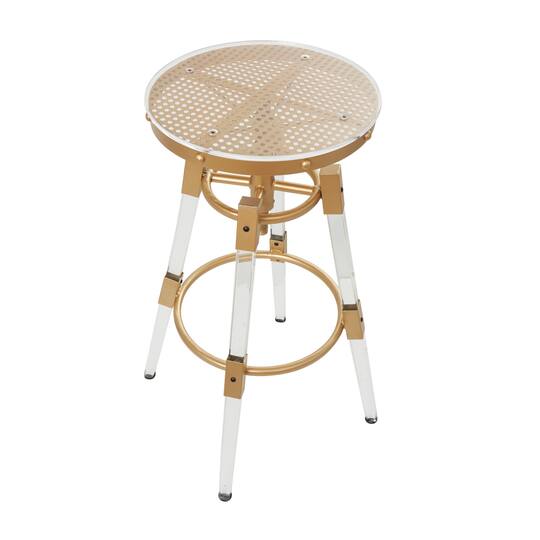 27" Gold Acrylic Bar Stool with Clear Acrylic Accents